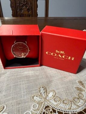 Coach Red Women's Year of the Dragon Watch with Gold Accents